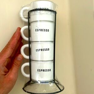 Mugs. Stackable. Set of 4 in a rack.  New!
